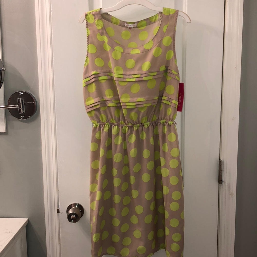 Tan&neon green/yellow dress